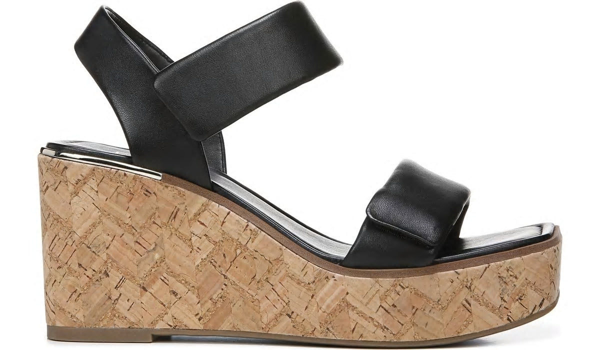 Franco Sarto Franco Sweety Platform Wedge Sandal Black Leather