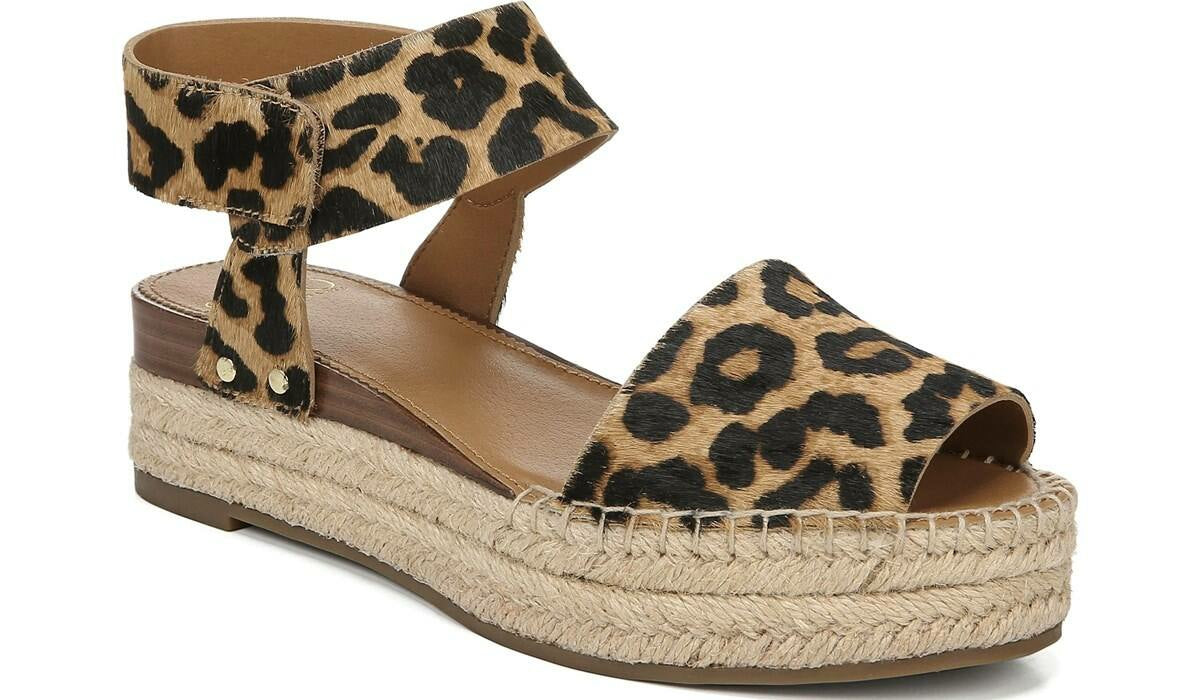 Franco Sarto Sarto Oak Espadrille Sandal Leopard Print Calf Hair