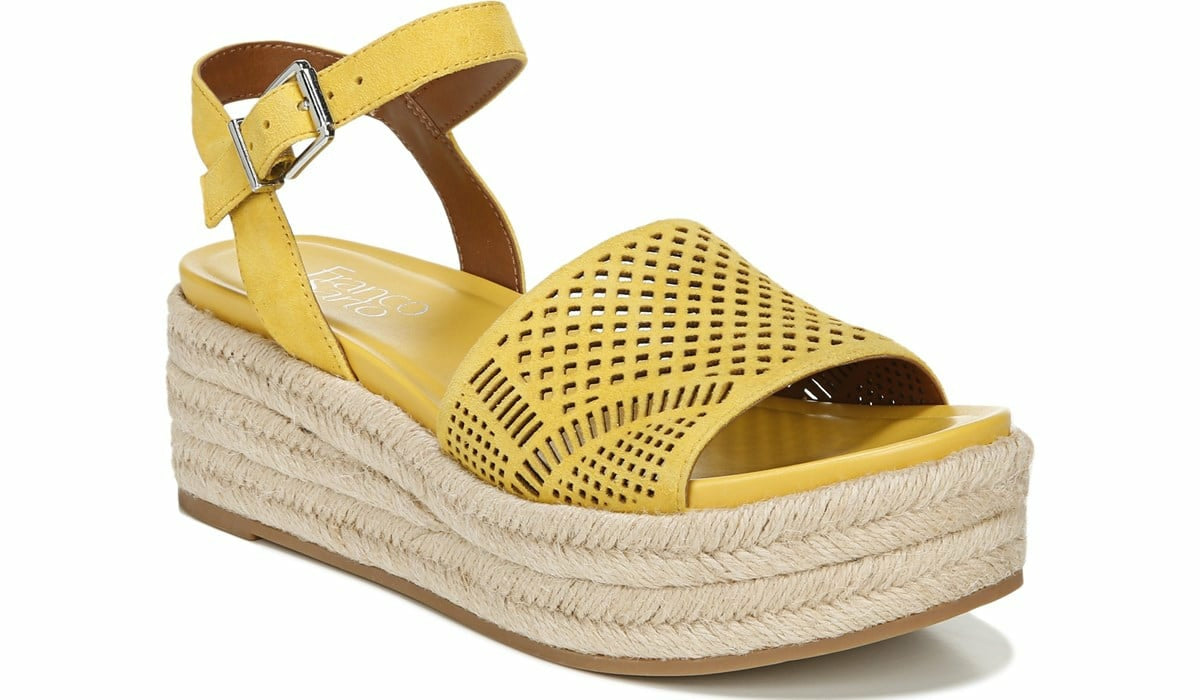 Franco Sarto Franco Tennia Espadrille Platform Sandal Yellow Suede