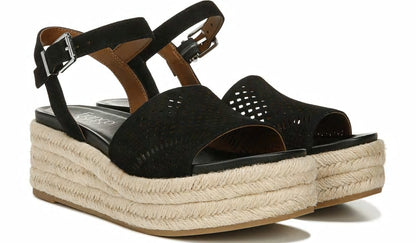 Franco Sarto Franco Tennia Espadrille Platform Sandal Black Suede