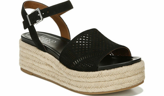 Franco Sarto Franco Tennia Espadrille Platform Sandal Black Suede