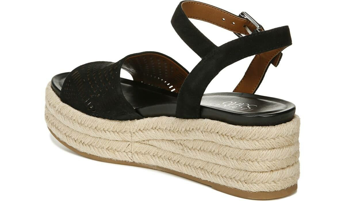 Franco Sarto Franco Tennia Espadrille Platform Sandal Black Suede