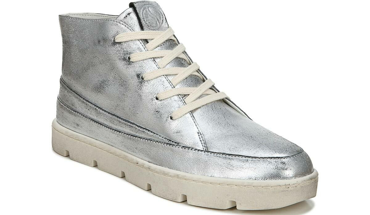 Franco Sarto Franco Pryce Mid Top Sneaker Silver Leather