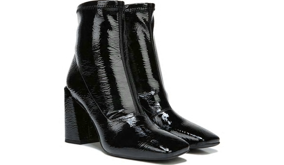 Franco Sarto Franco Harmond Block Heel Bootie Black Patent