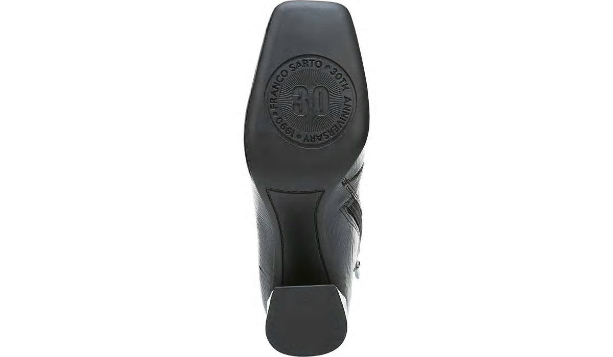 Franco Sarto Franco Harmond Block Heel Bootie Black Patent