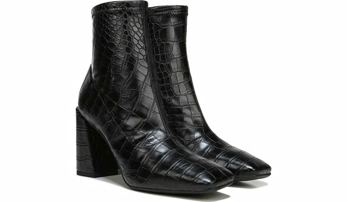 Franco Sarto Franco Harmond Block Heel Bootie Black Crocco