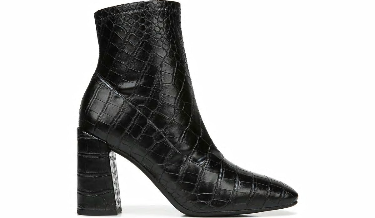 Franco Sarto Franco Harmond Block Heel Bootie Black Crocco