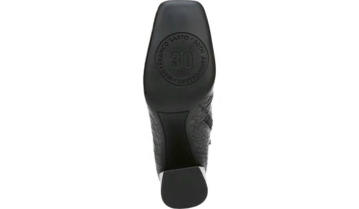 Franco Sarto Franco Harmond Block Heel Bootie Black Crocco