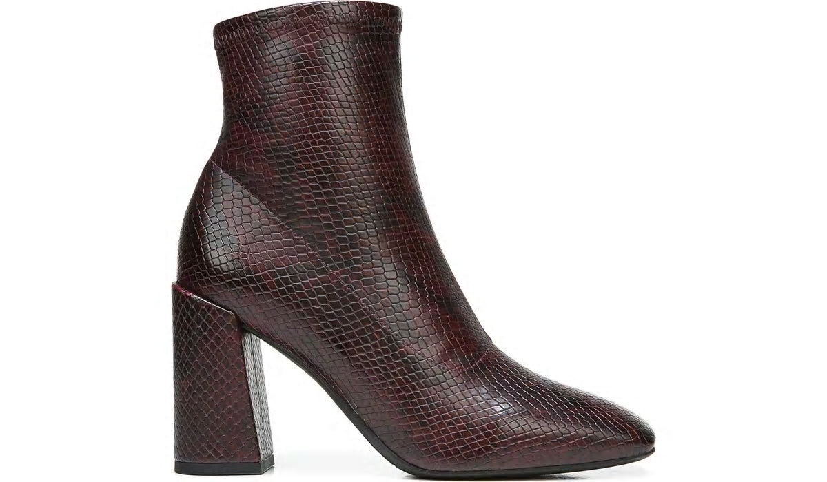 Franco Sarto Franco Harmond Block Heel Bootie Bordeaux Faux Snake Leather