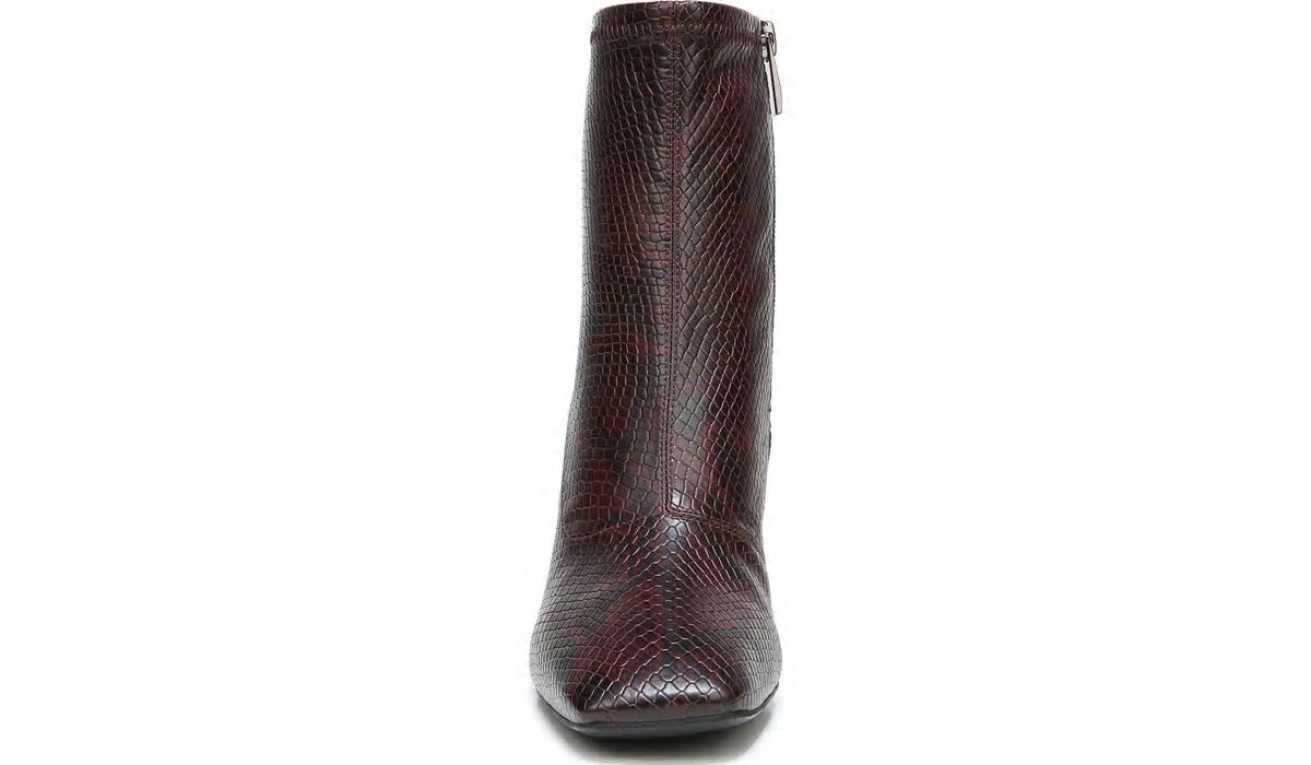 Franco Sarto Franco Harmond Block Heel Bootie Bordeaux Faux Snake Leather