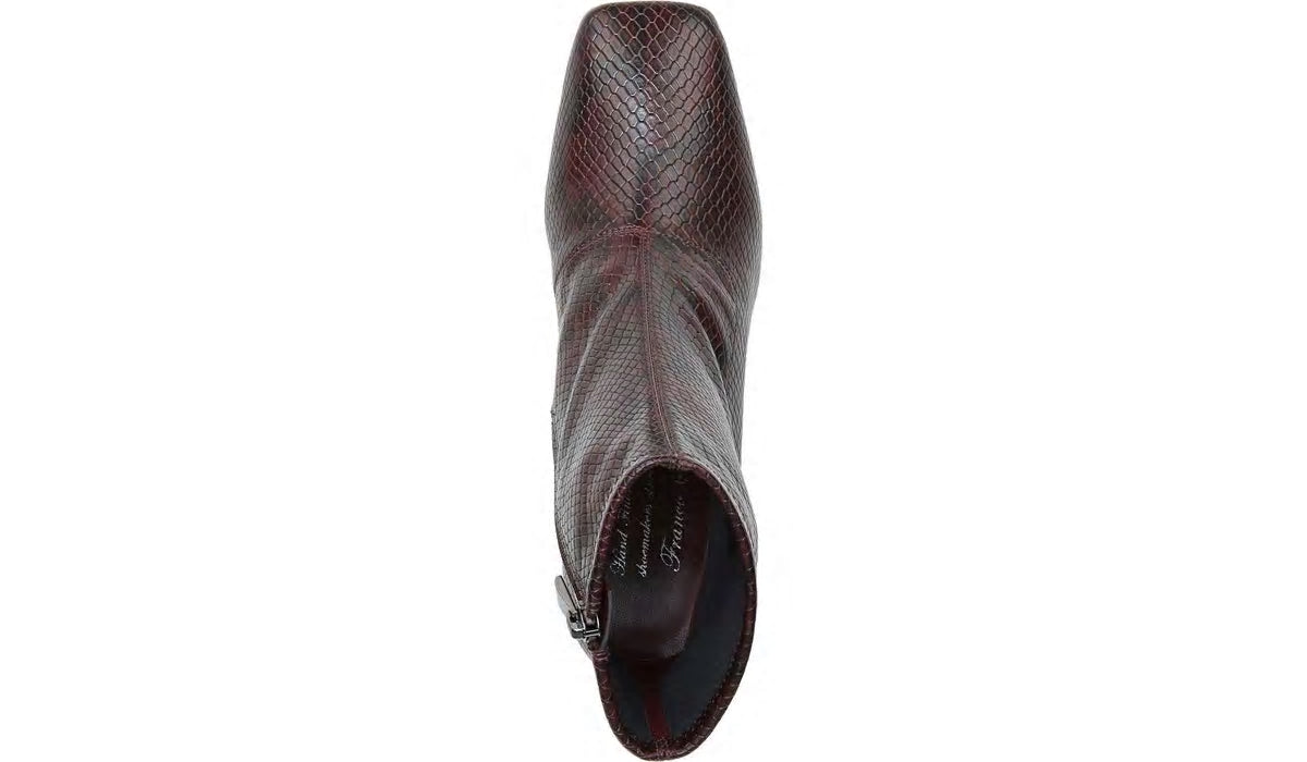 Franco Sarto Franco Harmond Block Heel Bootie Bordeaux Faux Snake Leather
