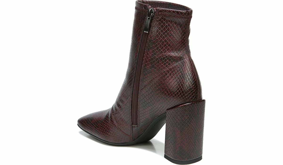 Franco Sarto Franco Harmond Block Heel Bootie Bordeaux Faux Snake Leather