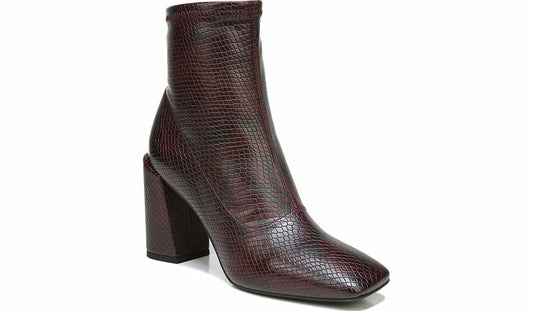 Franco Sarto Franco Harmond Block Heel Bootie Bordeaux Faux Snake Leather