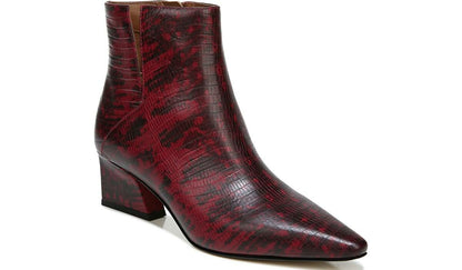 Franco Sarto Franco Sandria Block Heel Bootie Wine Snake Print Leather