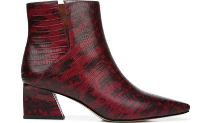 Franco Sarto Franco Sandria Block Heel Bootie Wine Snake Print Leather