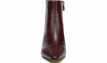 Franco Sarto Franco Sandria Block Heel Bootie Wine Snake Print Leather