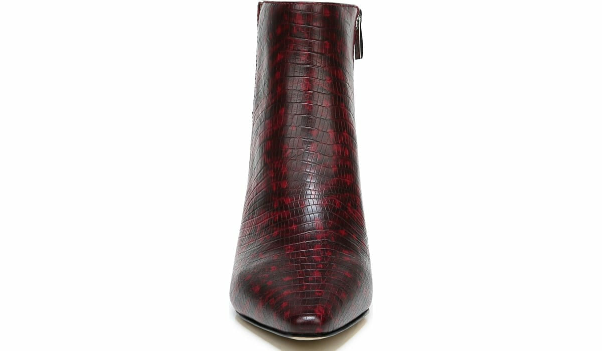 Franco Sarto Franco Sandria Block Heel Bootie Wine Snake Print Leather