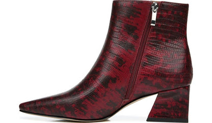 Franco Sarto Franco Sandria Block Heel Bootie Wine Snake Print Leather