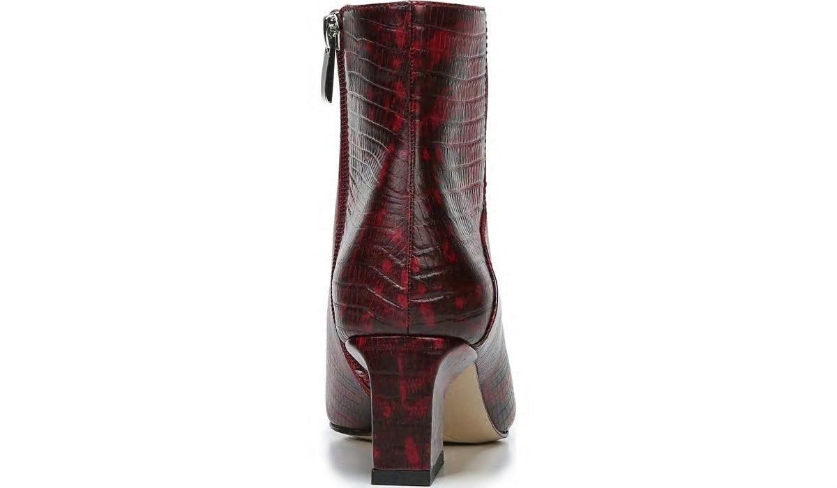 Franco Sarto Franco Sandria Block Heel Bootie Wine Snake Print Leather