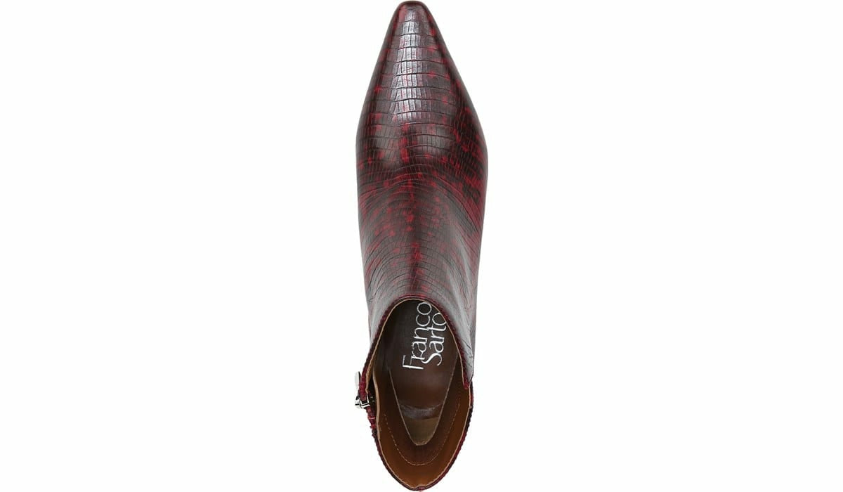 Franco Sarto Franco Sandria Block Heel Bootie Wine Snake Print Leather