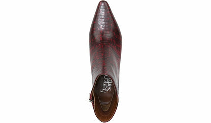 Franco Sarto Franco Sandria Block Heel Bootie Wine Snake Print Leather