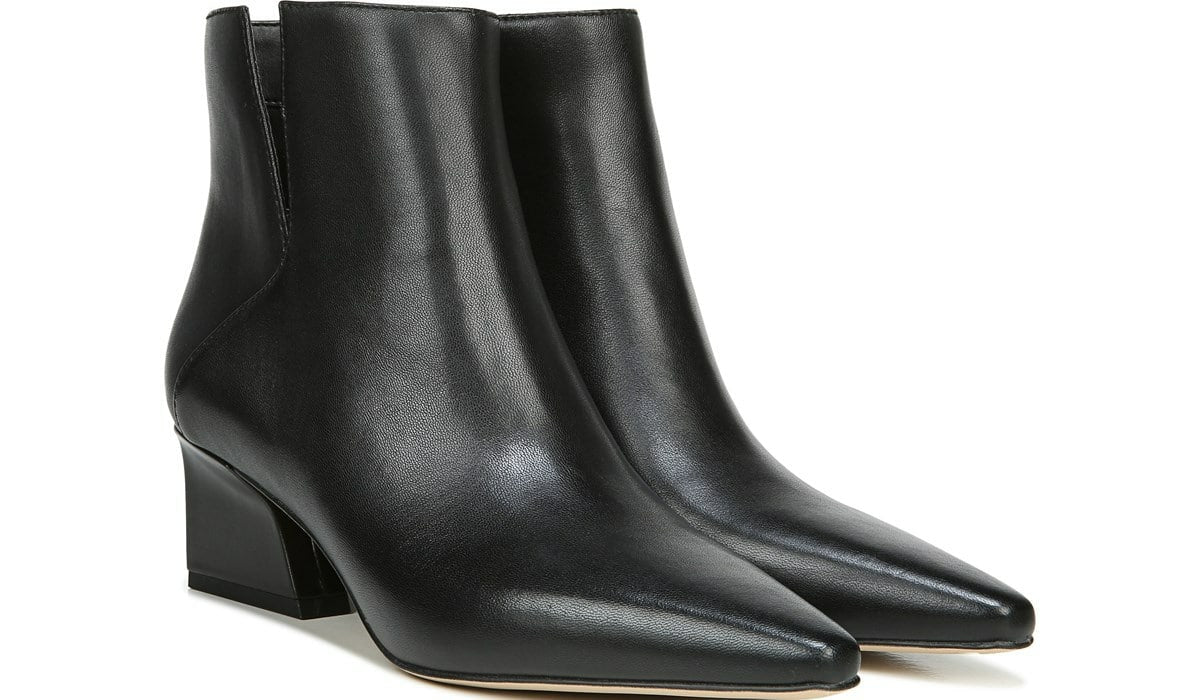 Franco Sarto Franco Sandria Block Heel Bootie Black Leather