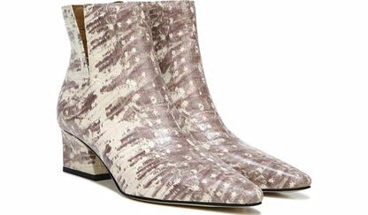 Franco Sarto Franco Sandria Block Heel Bootie Roccia Snake Print Leather