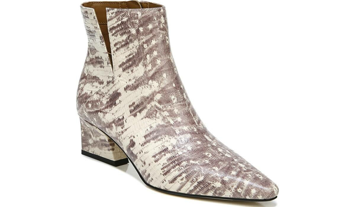 Franco Sarto Franco Sandria Block Heel Bootie Roccia Snake Print Leather