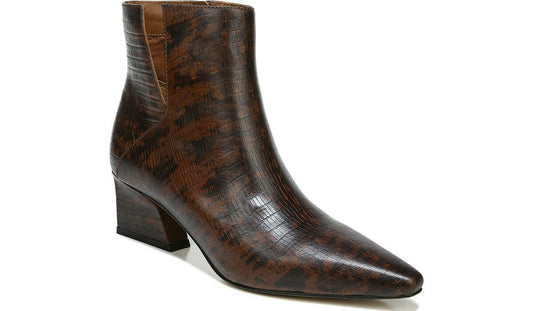Franco Sarto Franco Sandria Block Heel Bootie Espresso Snake Print Leather