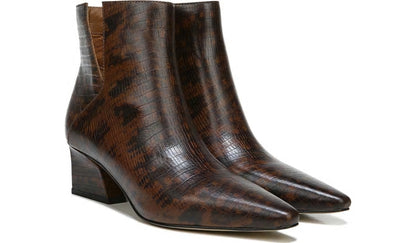 Franco Sarto Franco Sandria Block Heel Bootie Espresso Snake Print Leather
