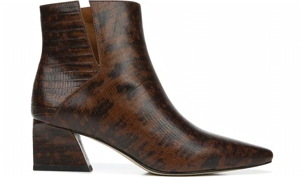 Franco Sarto Franco Sandria Block Heel Bootie Espresso Snake Print Leather