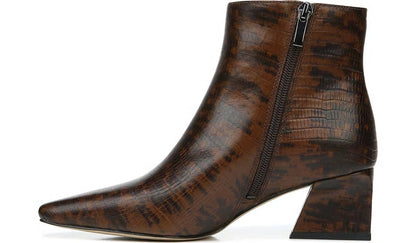 Franco Sarto Franco Sandria Block Heel Bootie Espresso Snake Print Leather