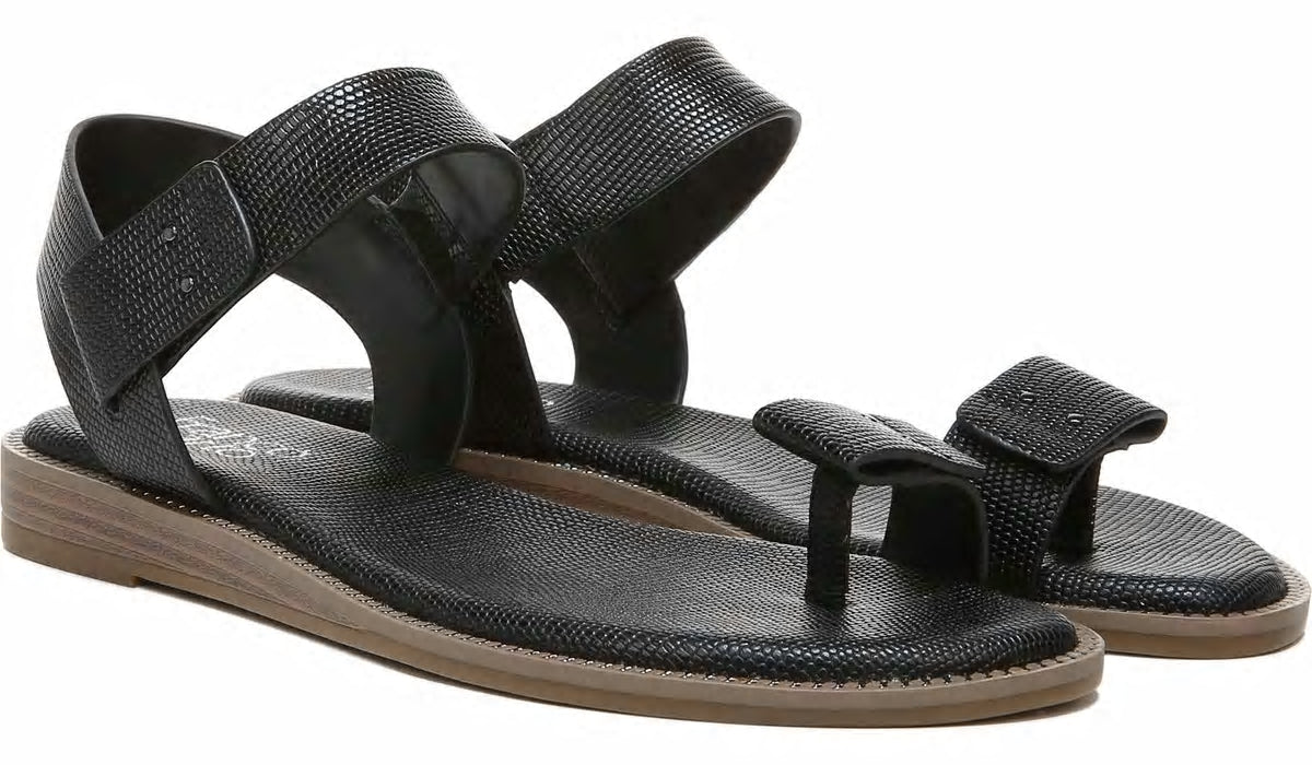 Franco Sarto Franco Geranio Sandal Black Snake Print Faux Leather