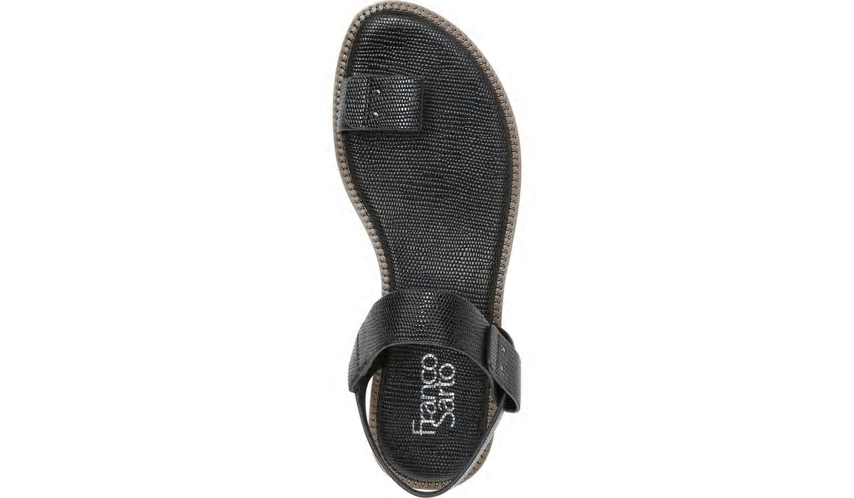 Franco Sarto Franco Geranio Sandal Black Snake Print Faux Leather
