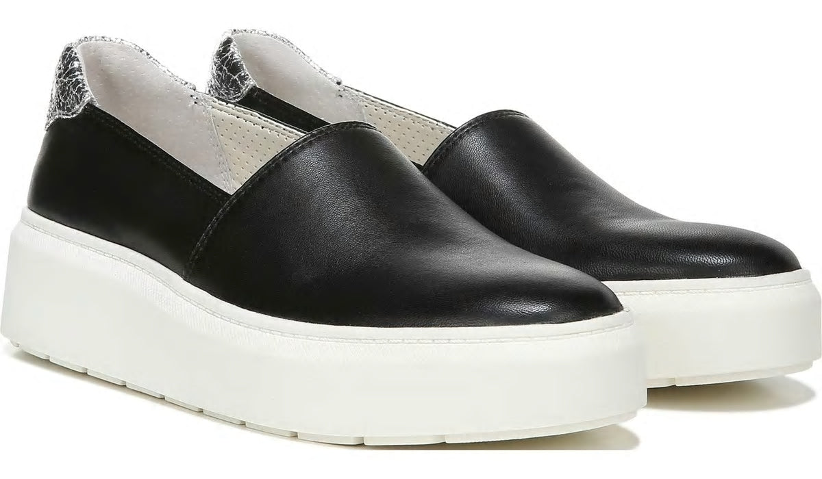 Franco Sarto Franco Lodi 2 Platform Slip On Sneaker Black Snake Print Faux Leather