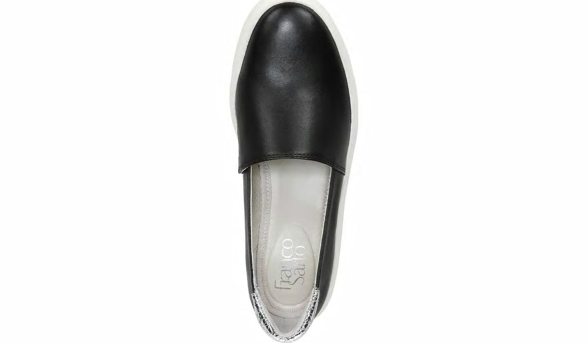 Franco Sarto Franco Lodi 2 Platform Slip On Sneaker Black Snake Print Faux Leather
