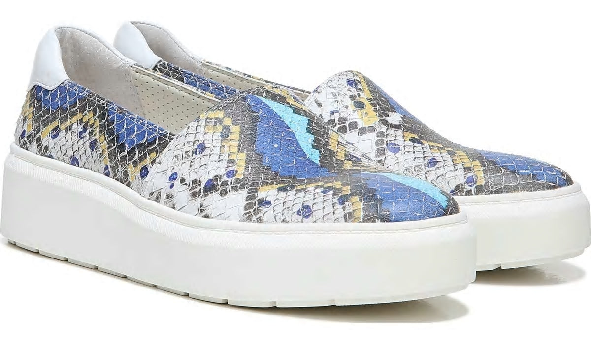 Franco Sarto Franco Lodi 2 Platform Slip On Sneaker Blue Multi Snake Faux Leather