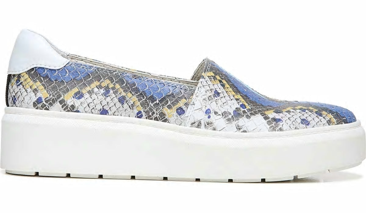 Franco Sarto Franco Lodi 2 Platform Slip On Sneaker Blue Multi Snake Faux Leather