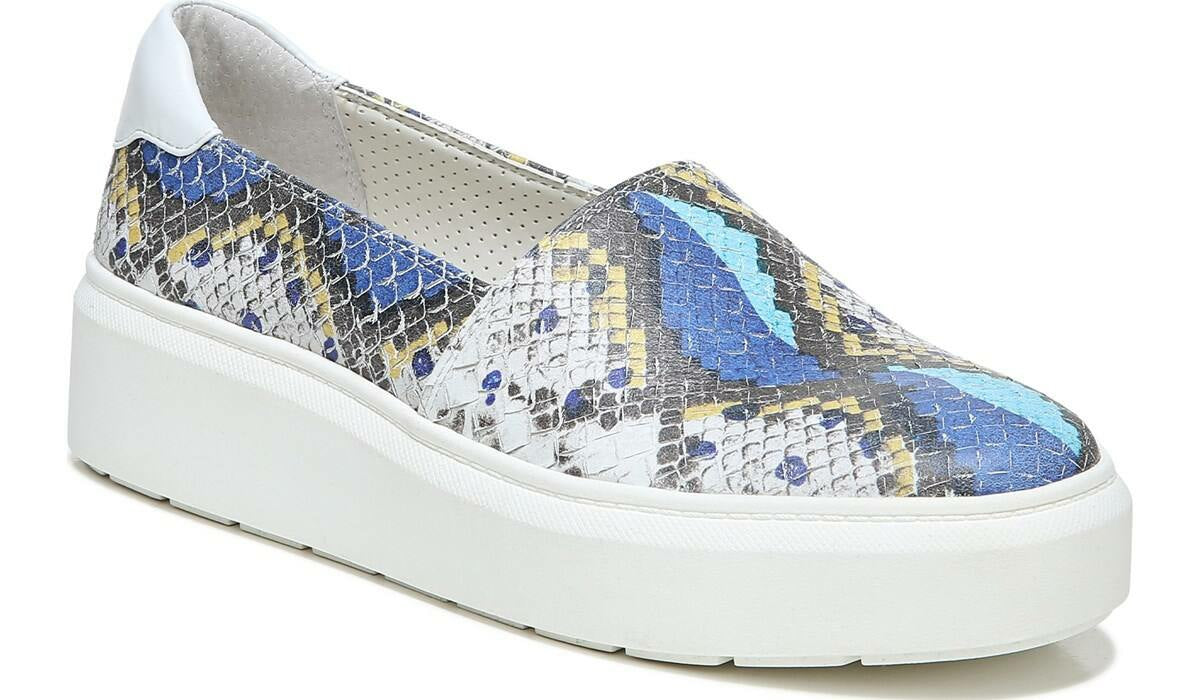 Franco Sarto Franco Lodi 2 Platform Slip On Sneaker Blue Multi Snake Faux Leather