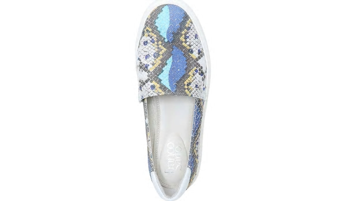 Franco Sarto Franco Lodi 2 Platform Slip On Sneaker Blue Multi Snake Faux Leather