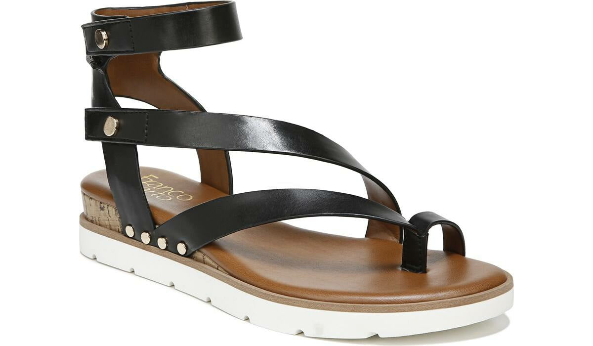 Franco Sarto Franco Daven Gladiator Sandal Black Faux Leather