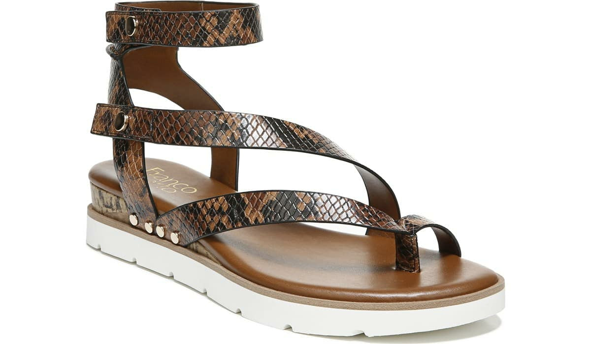 Franco Sarto Franco Daven Gladiator Sandal Cognac Snake Faux Leather