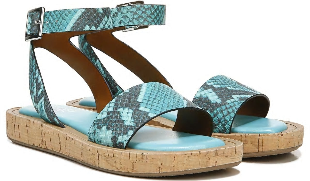 Franco Sarto Franco Eden Platform Sandal Teal Snake Print Faux Leather