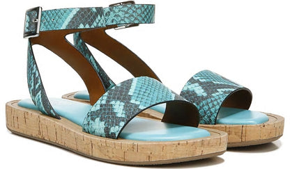 Franco Sarto Franco Eden Platform Sandal Teal Snake Print Faux Leather
