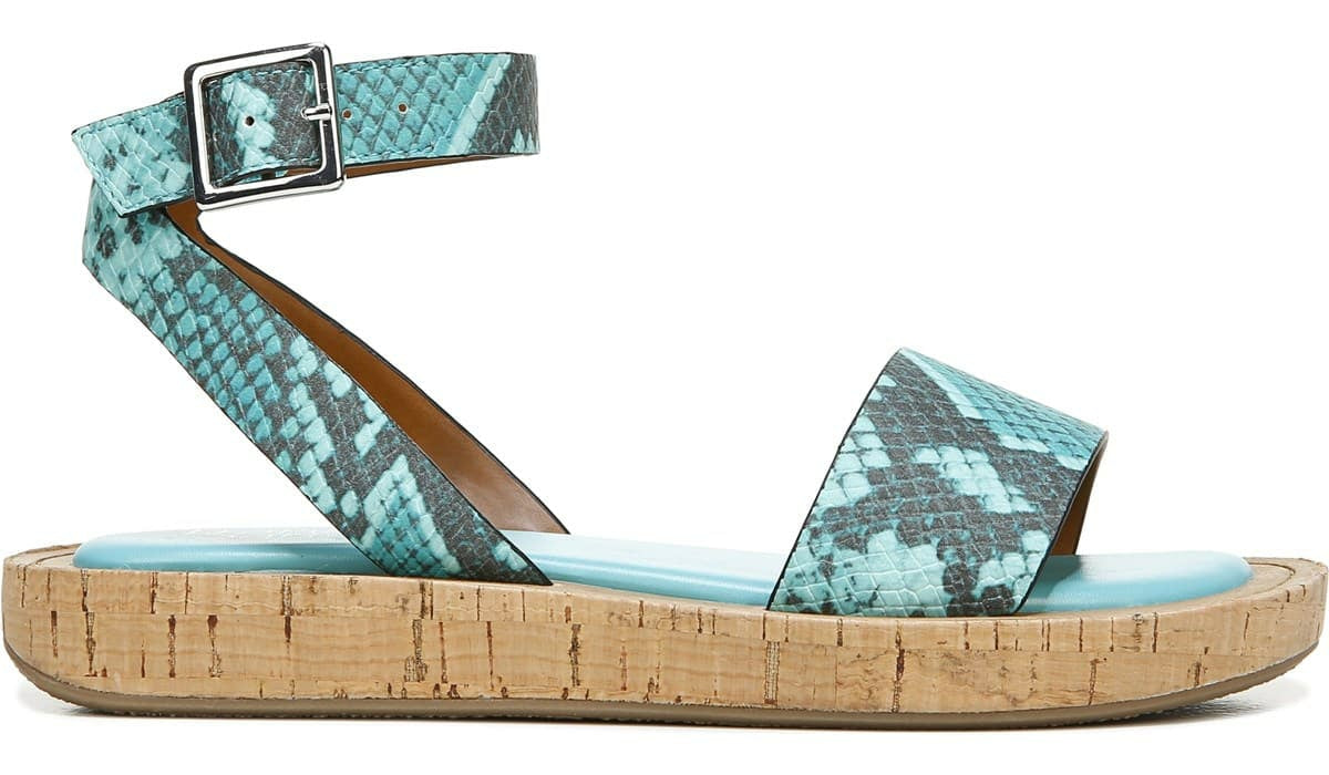Franco Sarto Franco Eden Platform Sandal Teal Snake Print Faux Leather