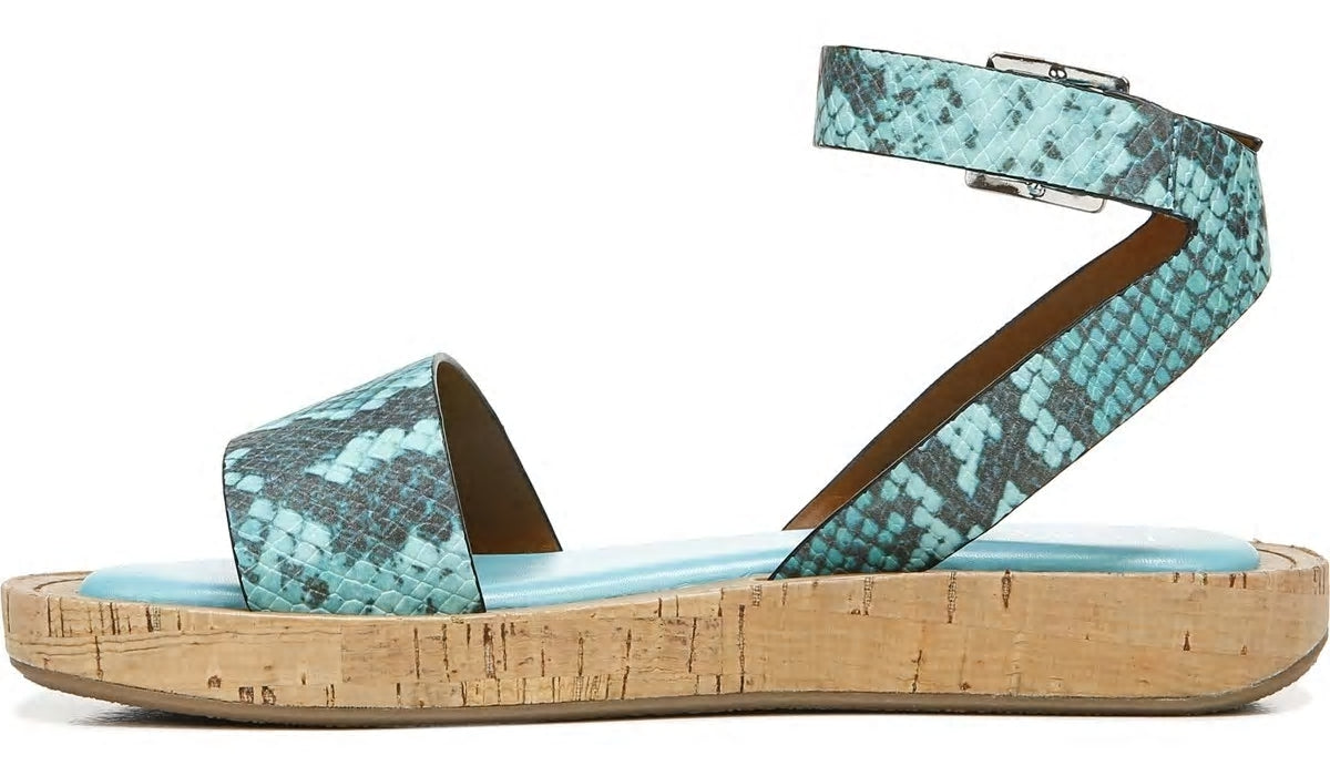 Franco Sarto Franco Eden Platform Sandal Teal Snake Print Faux Leather