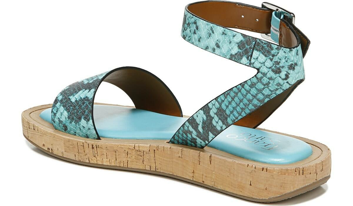 Franco Sarto Franco Eden Platform Sandal Teal Snake Print Faux Leather