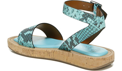 Franco Sarto Franco Eden Platform Sandal Teal Snake Print Faux Leather