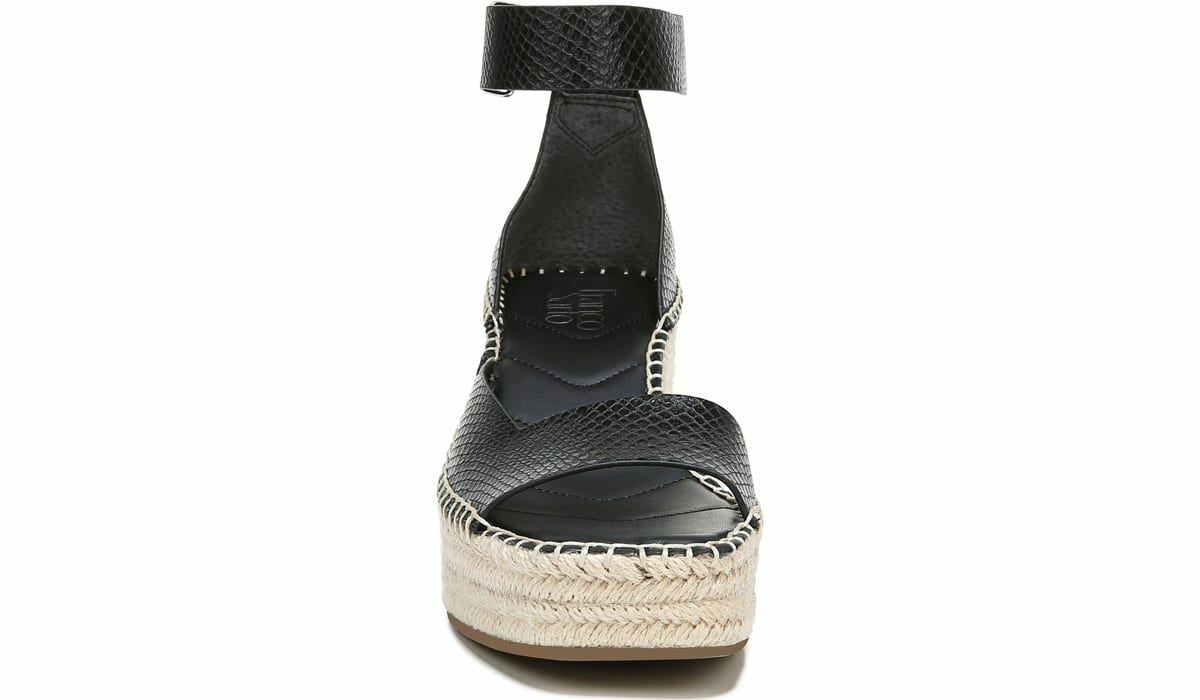 Franco Sarto Franco Camera Espadrille Wedge Sandal Black Snake Print Faux Leather