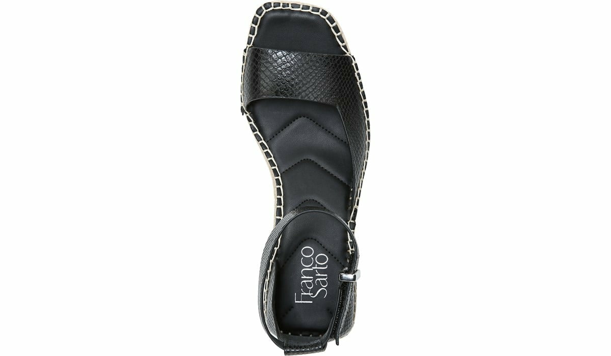 Franco Sarto Franco Camera Espadrille Wedge Sandal Black Snake Print Faux Leather